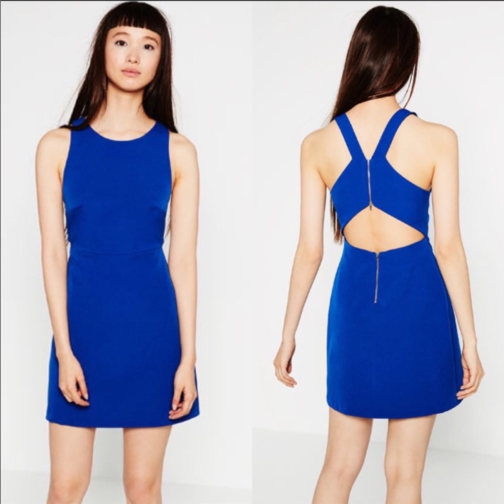 Zara Royal Blue Cutout Back and Zippers Dress